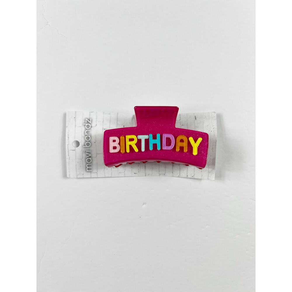 NEW Mavi Bandz Birthday Hair Claw Clip Hot Pink Rainbow Letters Party Accessory - Picture 2 of 5